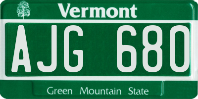 VT license plate AJG680