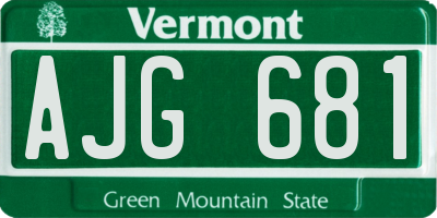 VT license plate AJG681
