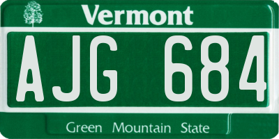 VT license plate AJG684