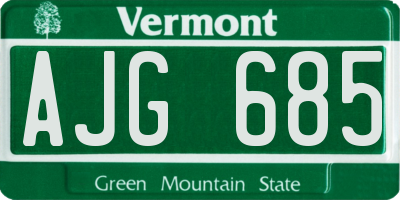 VT license plate AJG685