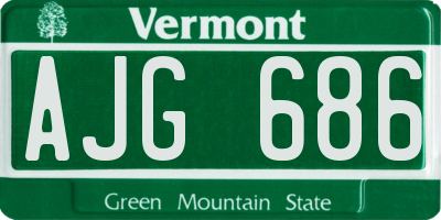 VT license plate AJG686