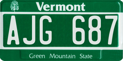 VT license plate AJG687