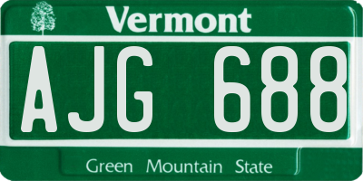 VT license plate AJG688