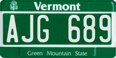 VT license plate AJG689