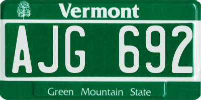 VT license plate AJG692