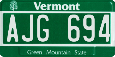 VT license plate AJG694
