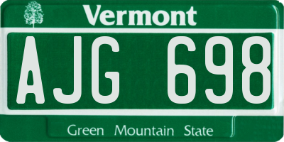 VT license plate AJG698