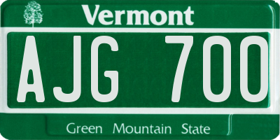 VT license plate AJG700
