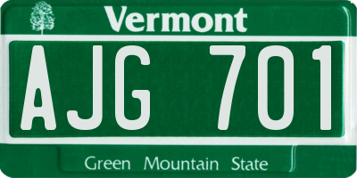VT license plate AJG701