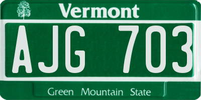 VT license plate AJG703