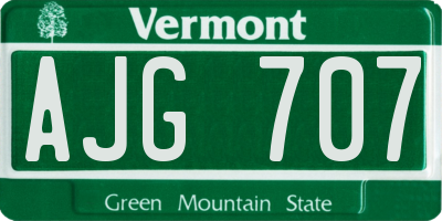 VT license plate AJG707