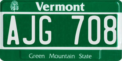 VT license plate AJG708