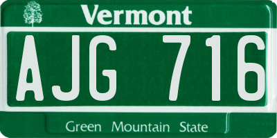 VT license plate AJG716