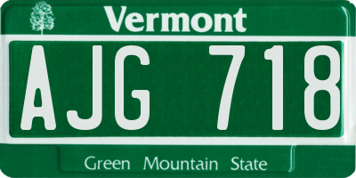 VT license plate AJG718