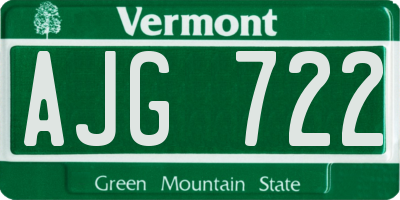 VT license plate AJG722