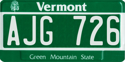 VT license plate AJG726
