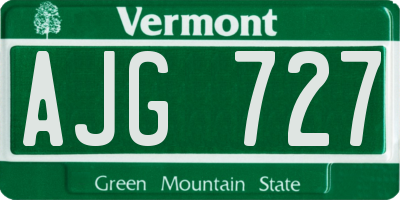 VT license plate AJG727