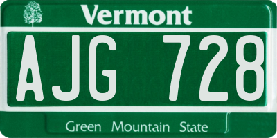 VT license plate AJG728