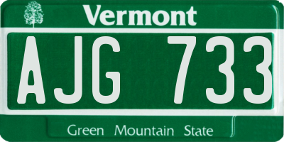 VT license plate AJG733