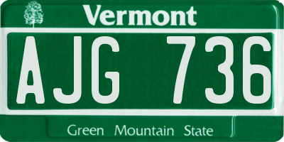 VT license plate AJG736