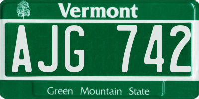 VT license plate AJG742