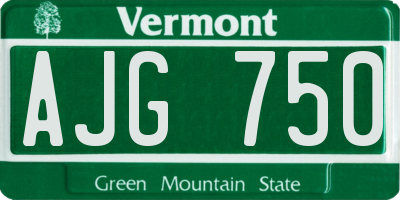 VT license plate AJG750
