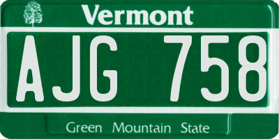 VT license plate AJG758