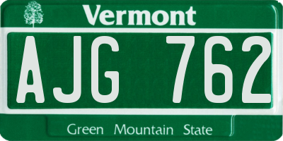 VT license plate AJG762