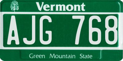 VT license plate AJG768