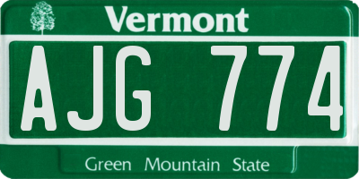 VT license plate AJG774