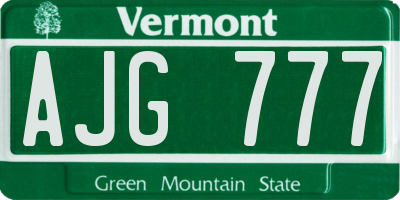 VT license plate AJG777