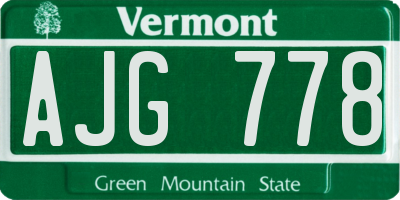 VT license plate AJG778