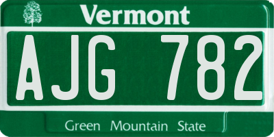 VT license plate AJG782