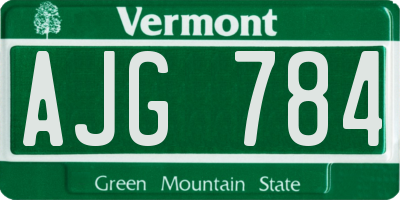 VT license plate AJG784