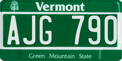 VT license plate AJG790