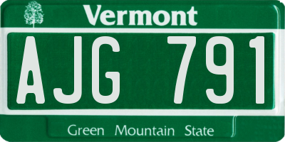 VT license plate AJG791