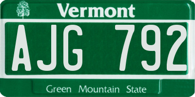 VT license plate AJG792