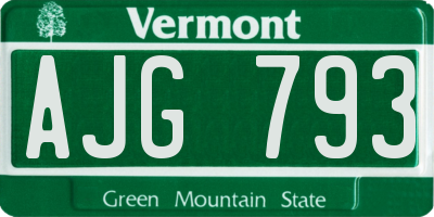 VT license plate AJG793