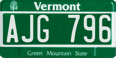 VT license plate AJG796