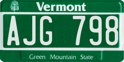 VT license plate AJG798