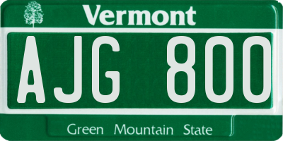 VT license plate AJG800