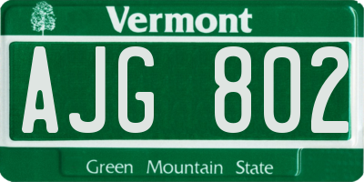VT license plate AJG802