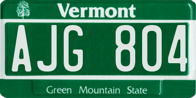VT license plate AJG804