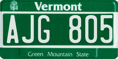 VT license plate AJG805