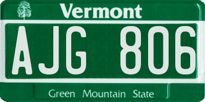 VT license plate AJG806