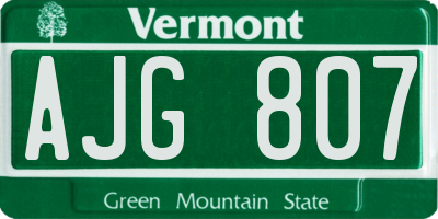 VT license plate AJG807