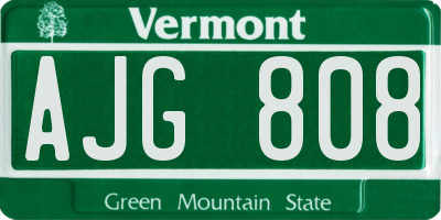 VT license plate AJG808