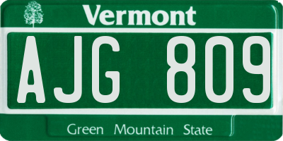 VT license plate AJG809