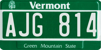 VT license plate AJG814
