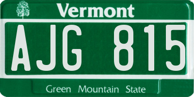 VT license plate AJG815